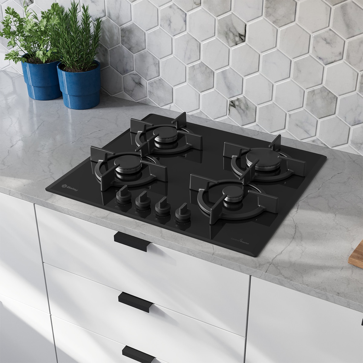 Placa de gas Balay, 60 cm, Wok, GasStop, Cristal templado, Negro - 3ETG563QB Negro-4