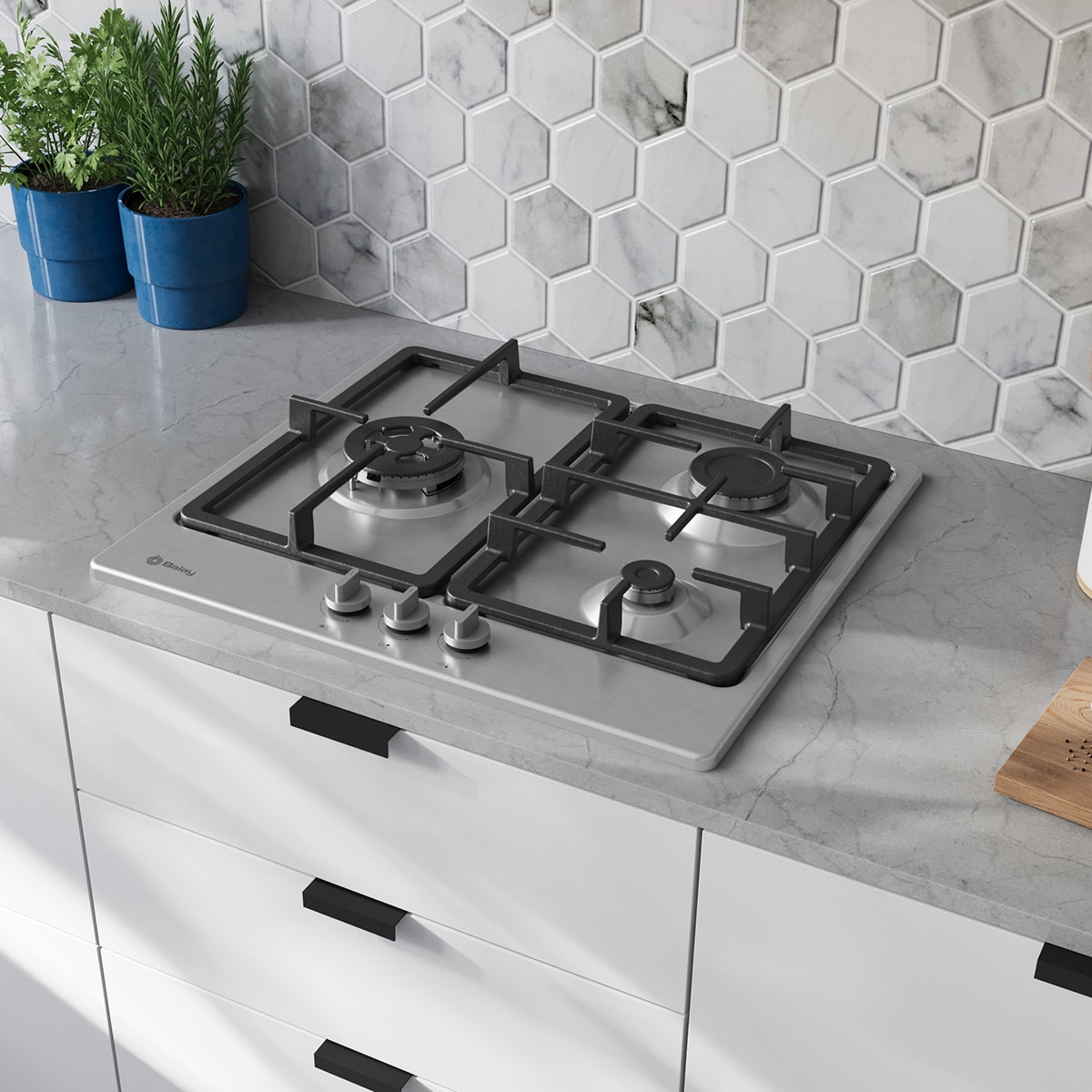 Placa de gas Balay, 60 cm, Wok, GasStop, Acero - 3ETX563CB - Negro Negro-15