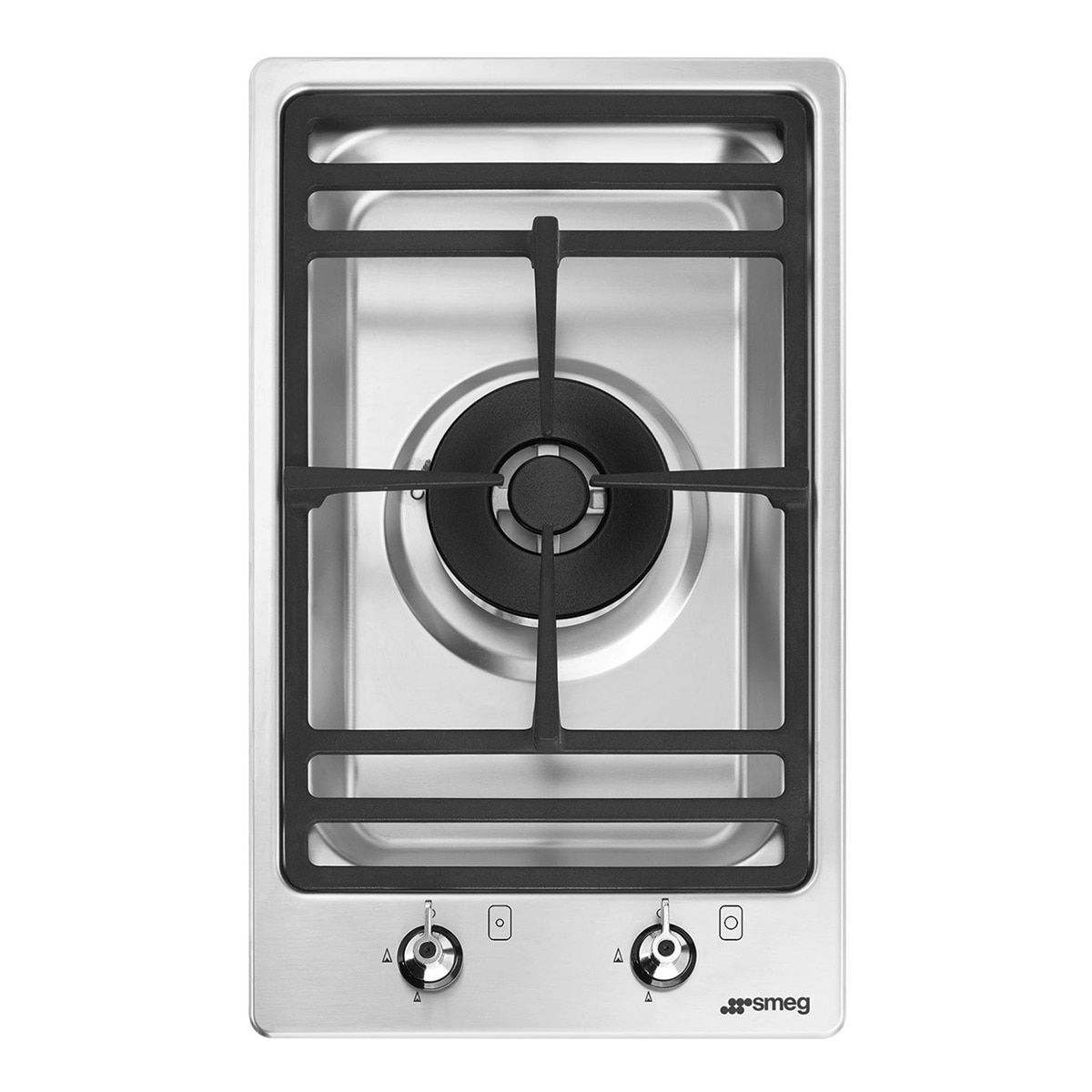 Imagen 0 de Cocina compacta gas SMEG con 1 zona de cocción y doble corona, 2 mandos y parrillas de fundición - PGF31G2