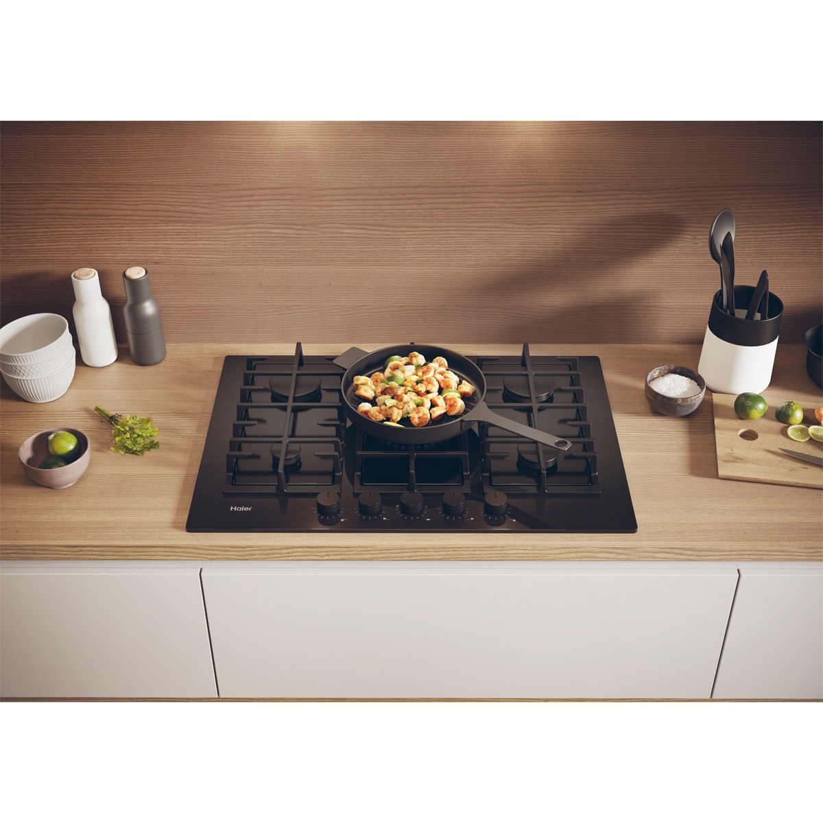 Placa de gas Haier de 75 cm y 5 quemadores - HAVG75TBPB Negro-4