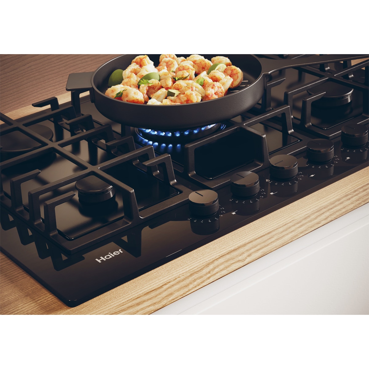 Placa de gas Haier de 75 cm y 5 quemadores - HAVG75TBPB Negro-7