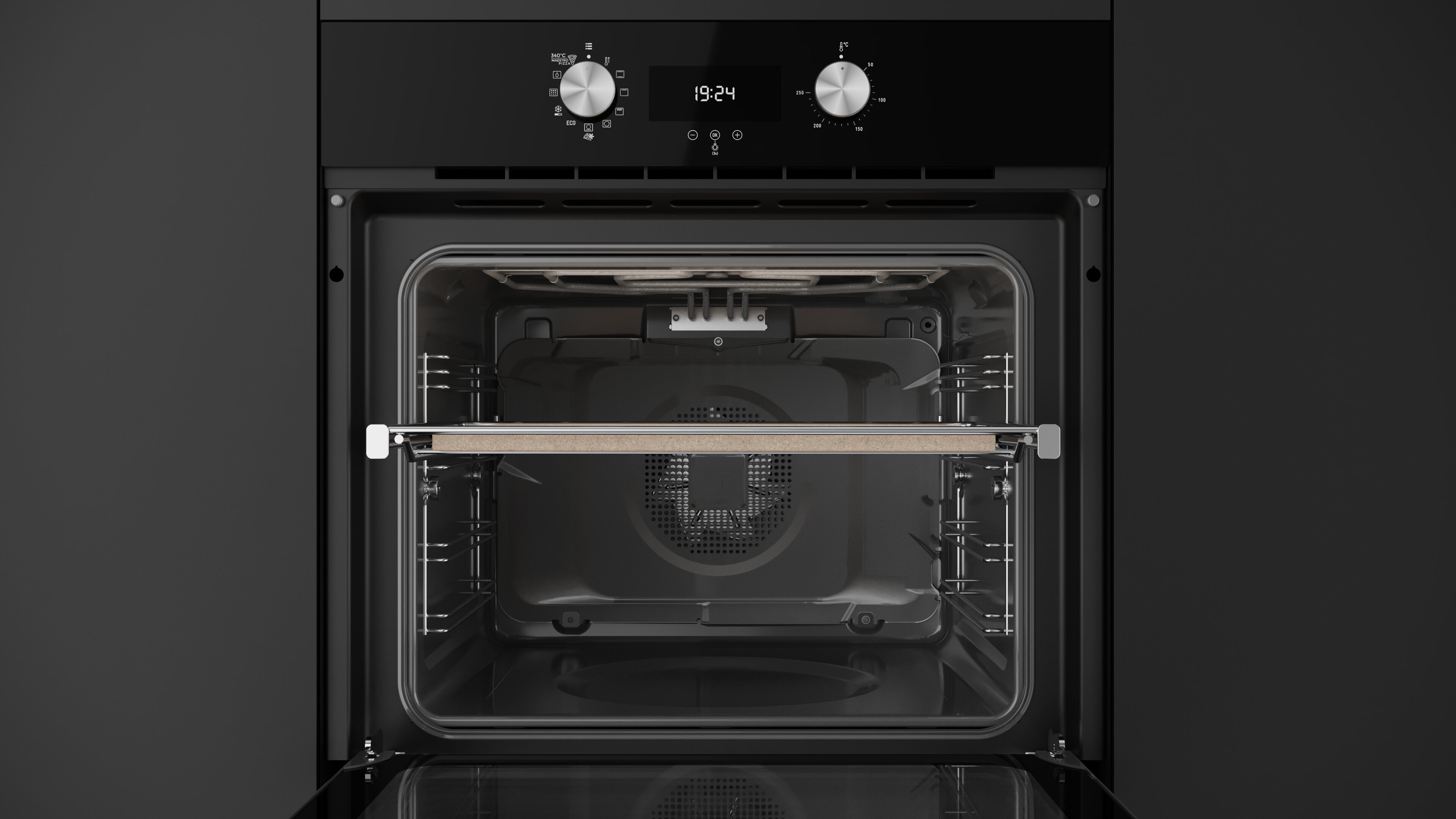 Forno Multifunções Teka HLB 8510 P BK MaestroPizza, Função Pizza 340ºC, DualClean Autolimpeza Pirolítica + Hydroclean® PRO e de 70 Litros - Preto Vidro preto-2