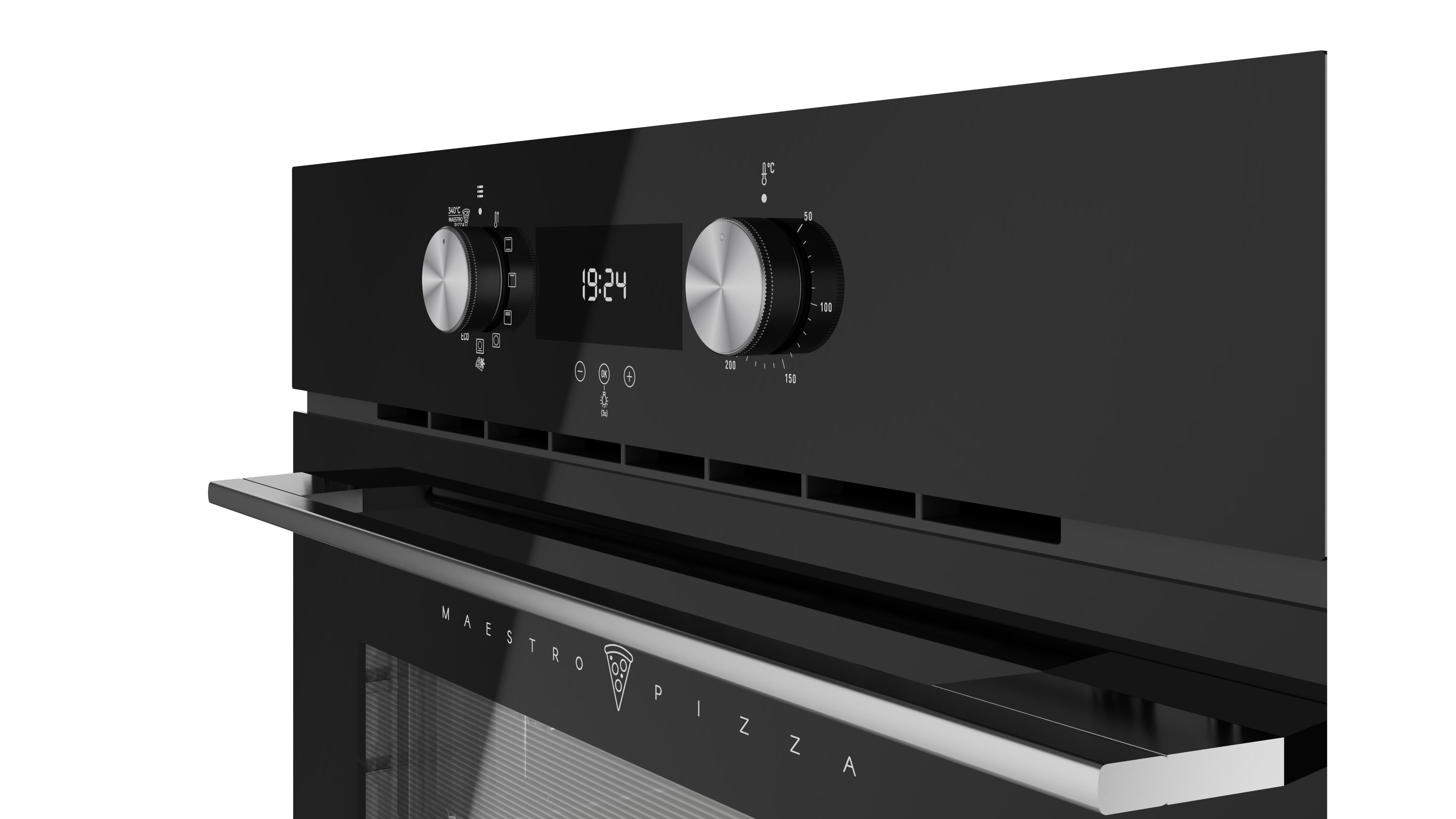 Forno Multifunções Teka HLB 8510 P BK MaestroPizza, Função Pizza 340ºC, DualClean Autolimpeza Pirolítica + Hydroclean® PRO e de 70 Litros - Preto Vidro preto-4