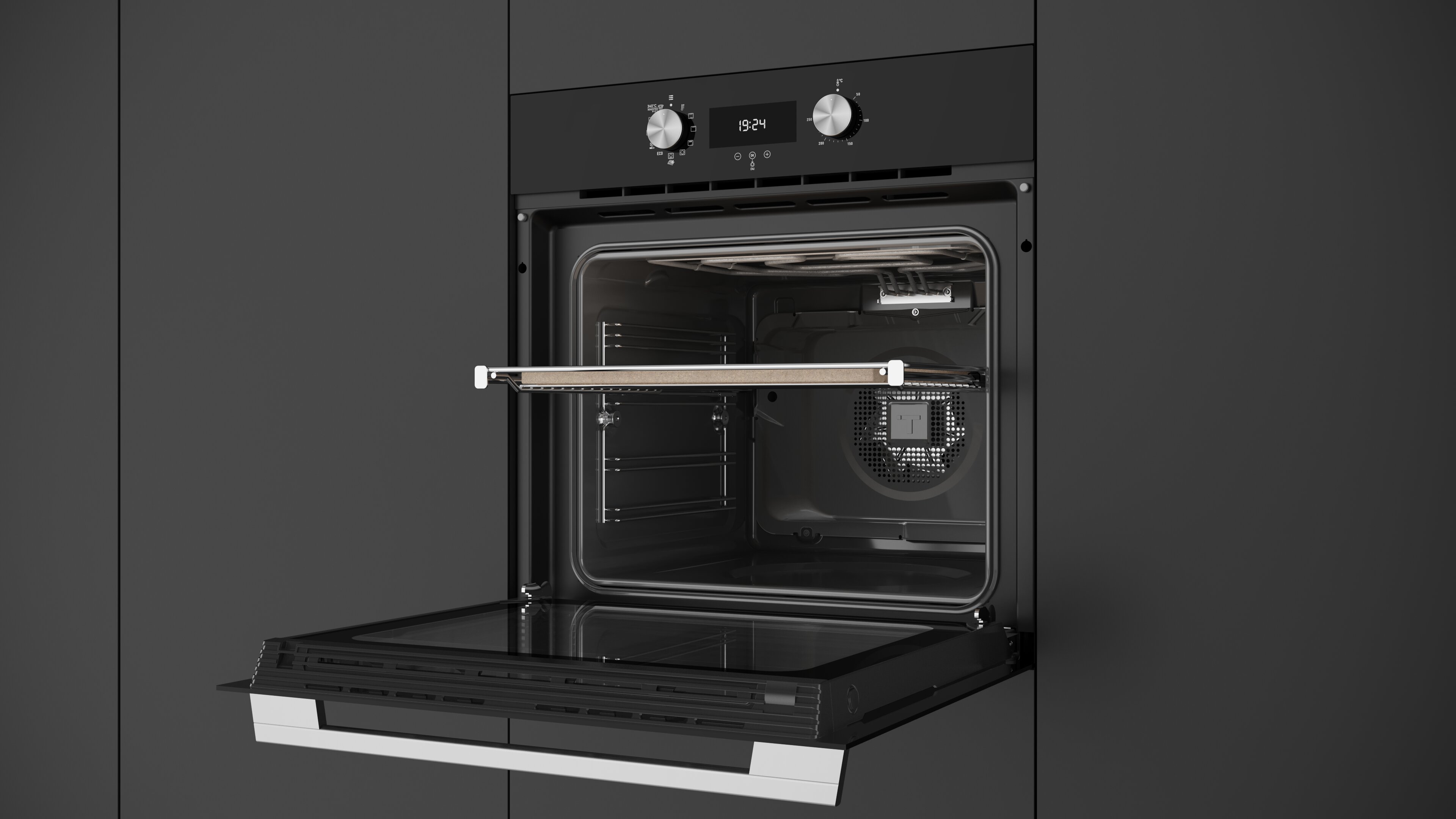Forno Multifunções Teka HLB 8510 P BK MaestroPizza, Função Pizza 340ºC, DualClean Autolimpeza Pirolítica + Hydroclean® PRO e de 70 Litros - Preto Vidro preto-5