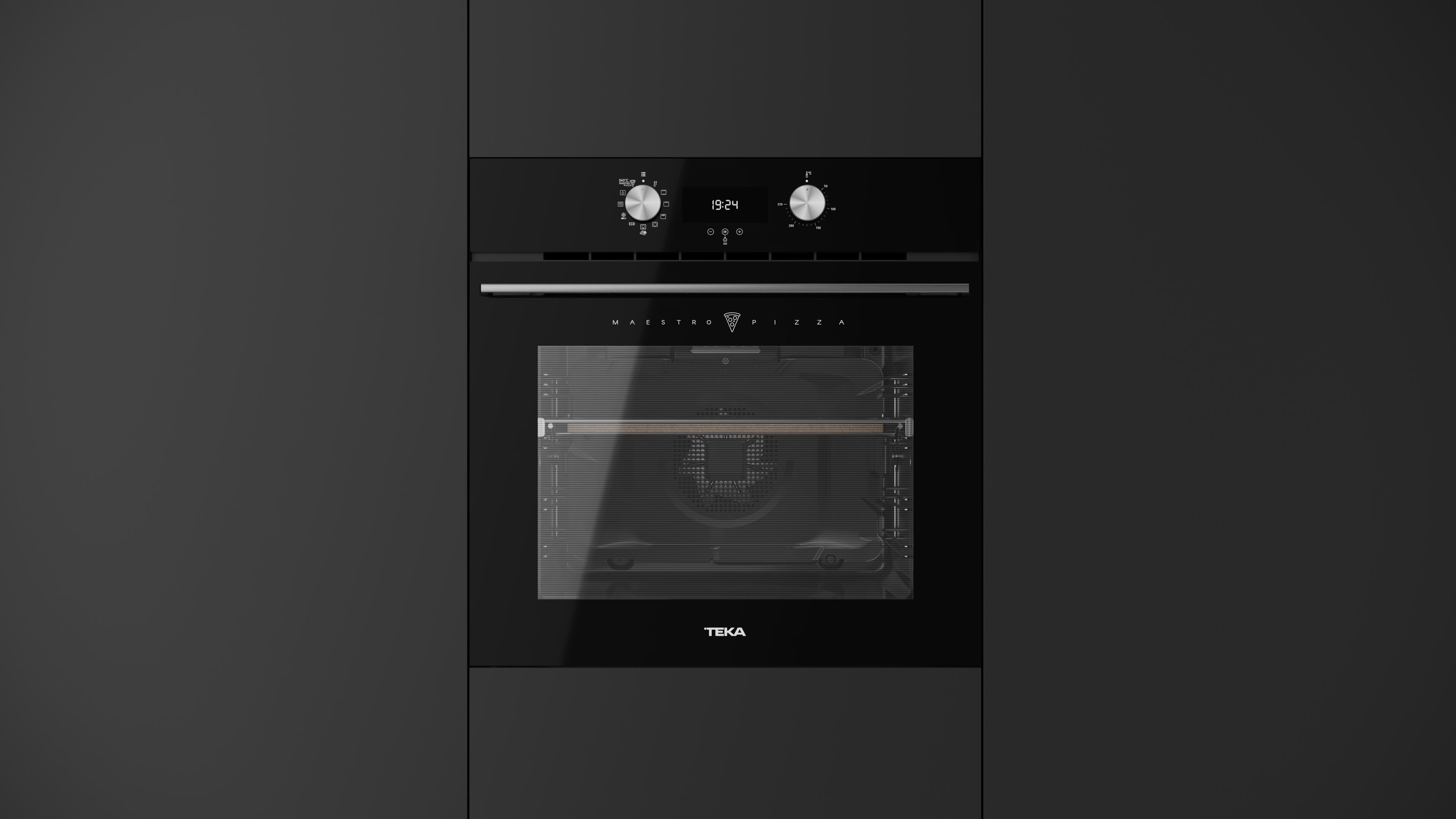 Forno Multifunções Teka HLB 8510 P BK MaestroPizza, Função Pizza 340ºC, DualClean Autolimpeza Pirolítica + Hydroclean® PRO e de 70 Litros - Preto Vidro preto-6
