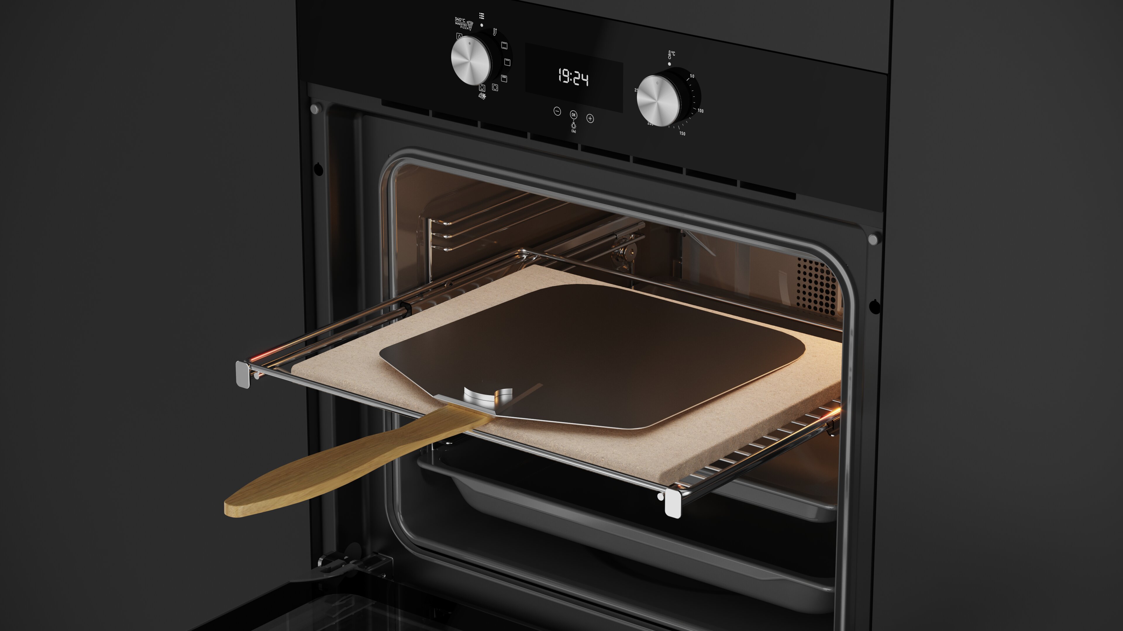 Forno Multifunções Teka HLB 8510 P BK MaestroPizza, Função Pizza 340ºC, DualClean Autolimpeza Pirolítica + Hydroclean® PRO e de 70 Litros - Preto Vidro preto-7