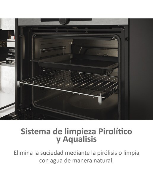 Horno multifunción Haier WIFI, Pirólisis, limpieza Aquálisis, I-Turn Series 2- HWO60SM2F9XH - Inox / Negro Inox / Negro-6