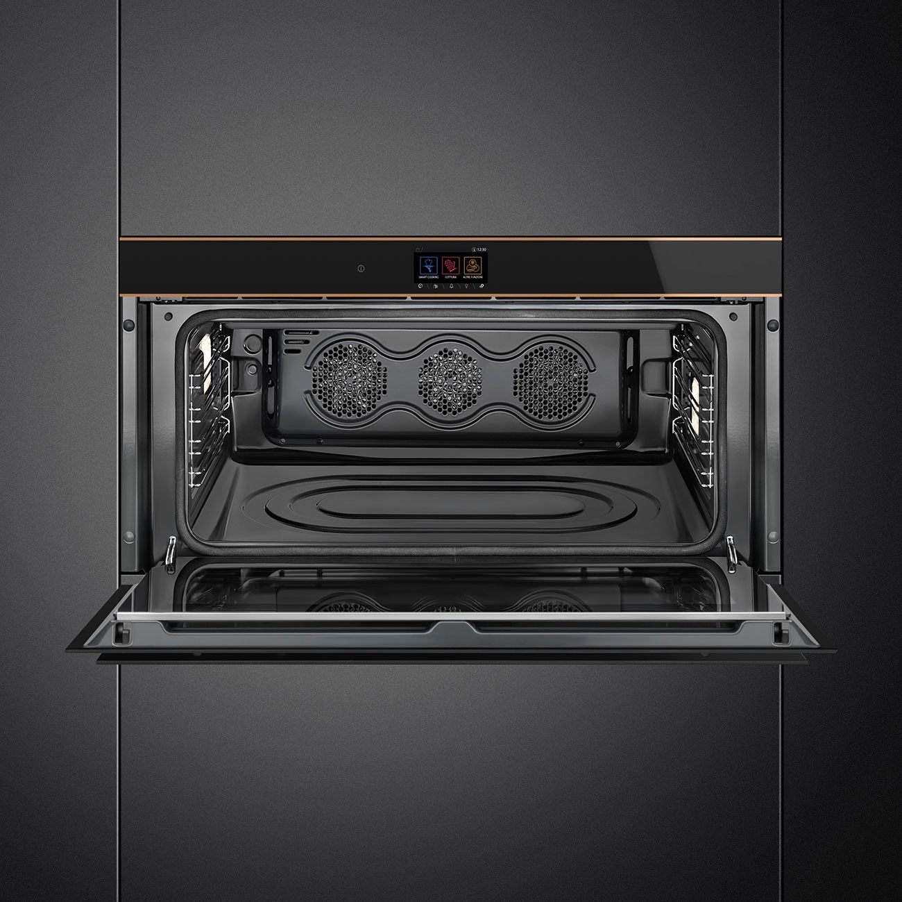 Forno Termoventilado Smeg Dolce Stil Novo SFPR9604TNR Limpeza Pirolítica de 85 Litros - Preto Preto / Cobre-4