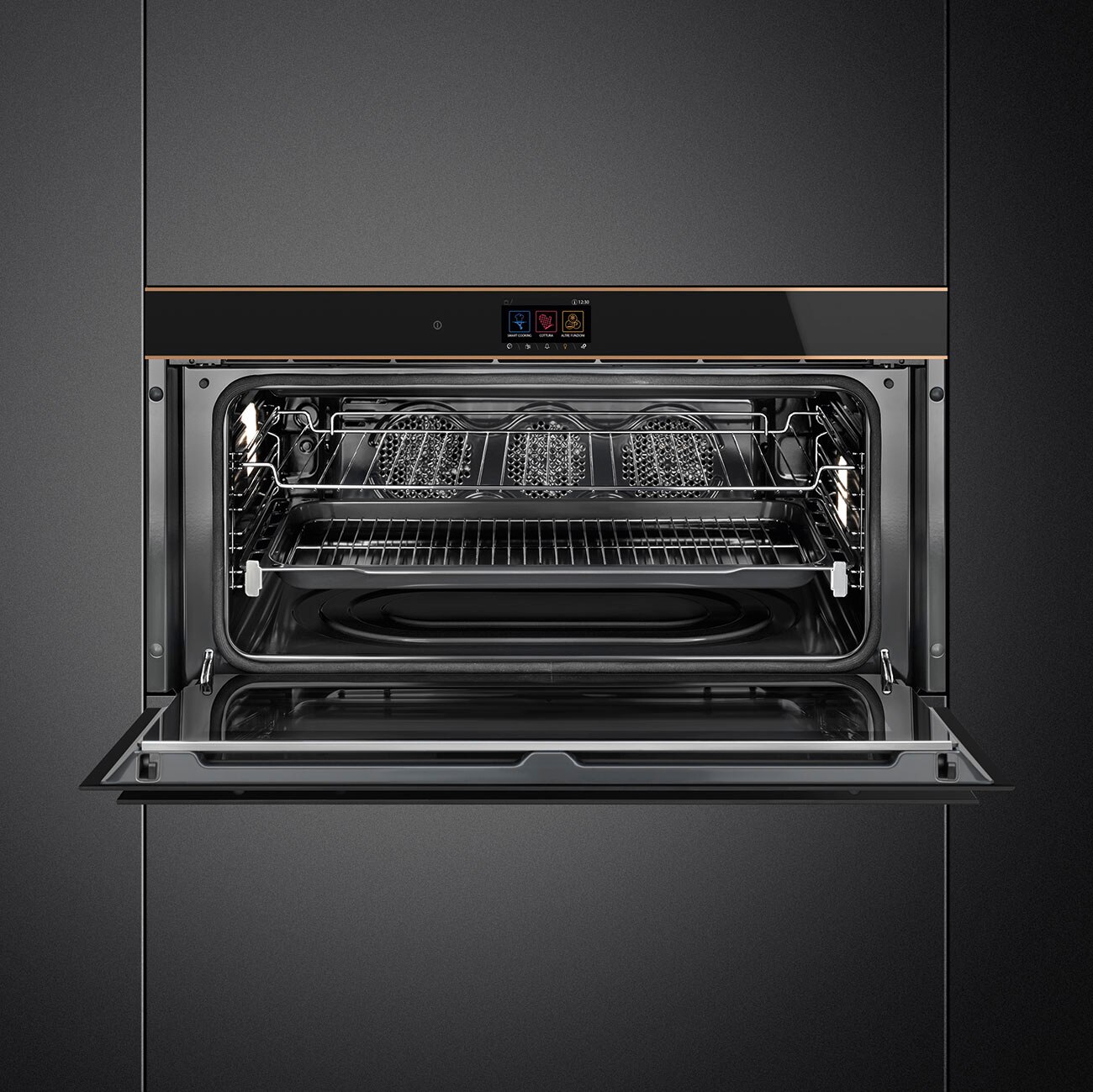 Forno Termoventilado Smeg Dolce Stil Novo SFPR9604TNR Limpeza Pirolítica de 85 Litros - Preto Preto / Cobre-5