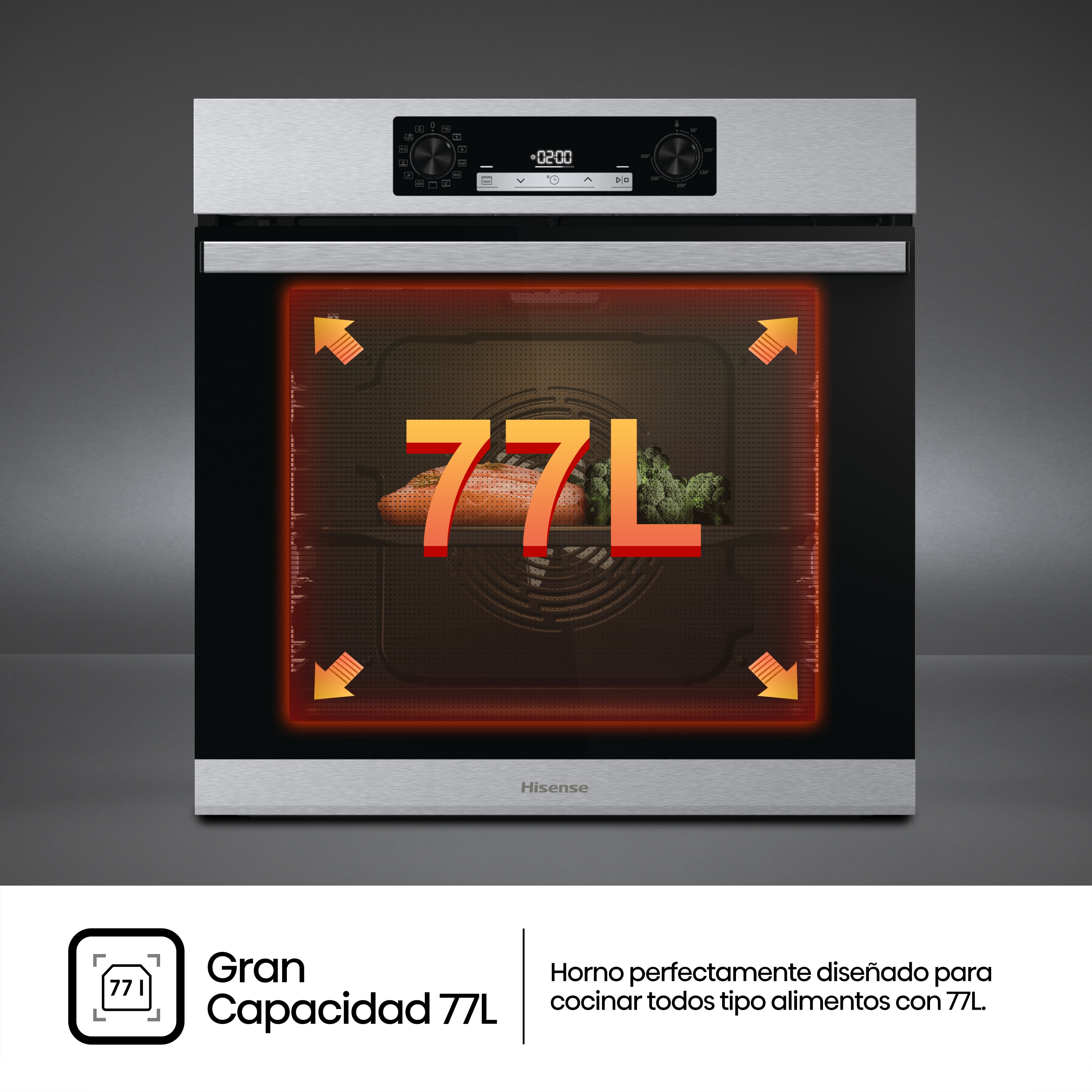 Horno multifunción Hisense con limpieza AquaClean - BSA65226AX Inox-8