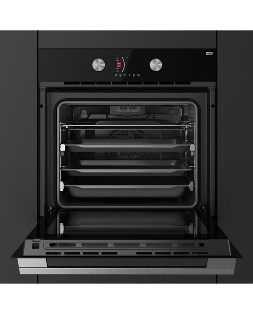 Forno Multifunções Teka HLB 8700 P Airfry BK Home, SurroundTemp, Dual Clean Pirólise + HydroClean PRO e de 70 Litros - Vidro Preto Vidro preto-7