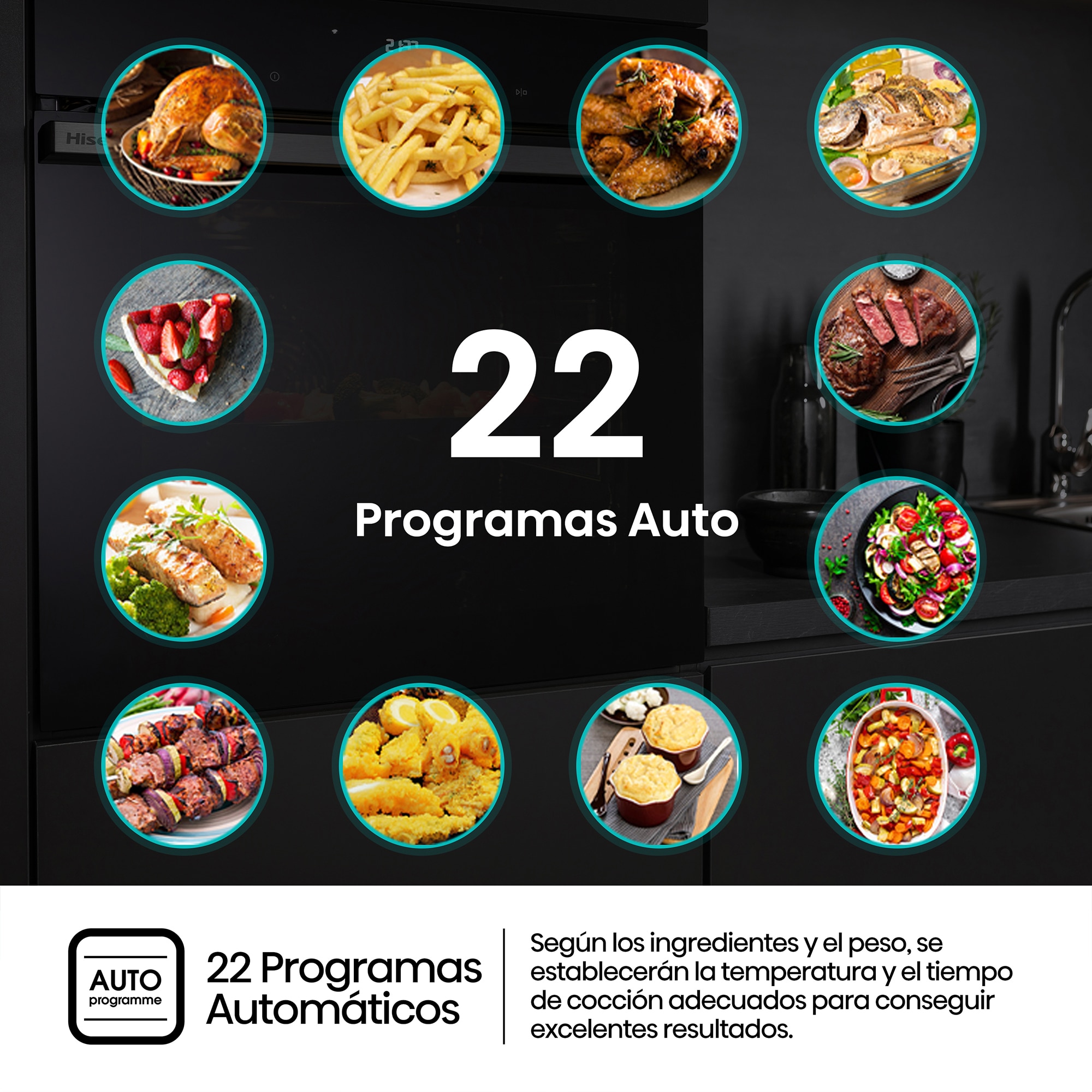 Horno multifunción Hisense con función vapor - BSA66346ADBGWIF Negro-10