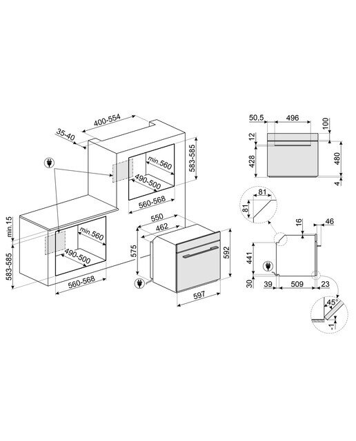 Forno Ventilado Smeg Linea SF6100VB3 Pirolítico e de 70 Litros - Preto Preto-2