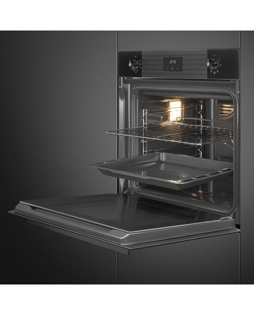 Forno Ventilado Smeg Linea SF6100VB3 Pirolítico e de 70 Litros - Preto Preto-8