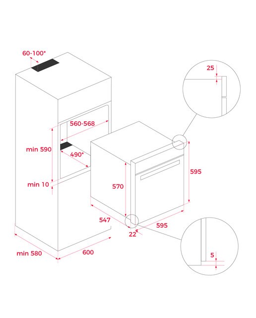Forno Multifunções Teka HLB 8550NEGRO SurroundTemp de Vapor, Limpeza SteamClean® PRO e de 71 Litros - Vidro Preto Preto-2