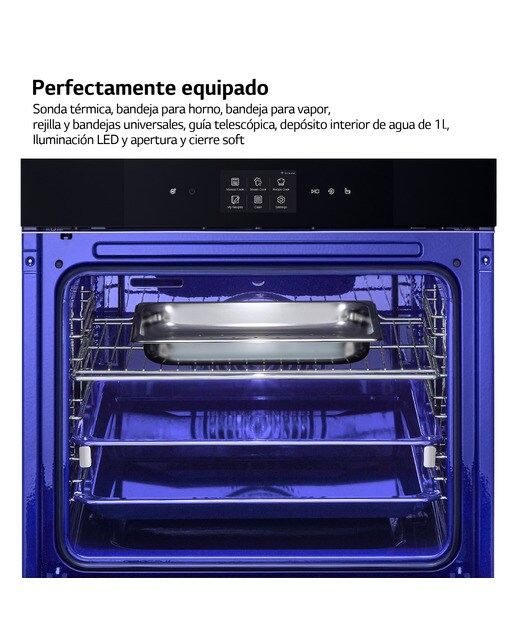 Horno multifunción LG 76l, display LCD, Instaview, funciones de cocina vapor y freidora de aire - WSED7667M Negro mate-4