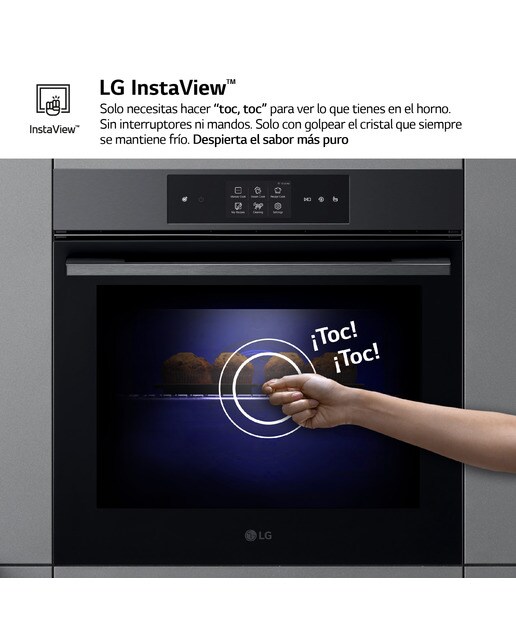Horno multifunción LG pirolítico, 76 l, display LCD función Instaview, cocina vapor, freidora de aire - WSED7665B - Negro mate Negro mate-2