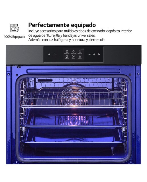 Horno multifunción LG pirolítico, 76 l, display LCD función Instaview, cocina vapor, freidora de aire - WSED7665B - Negro mate Negro mate-4