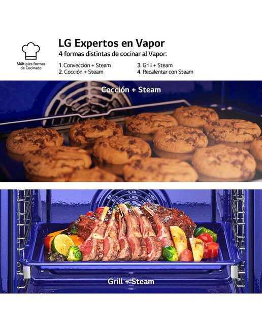 Horno multifunción LG pirolítico, 76 l, display LCD función Instaview, cocina vapor, freidora de aire - WSED7665B - Negro mate Negro mate-6