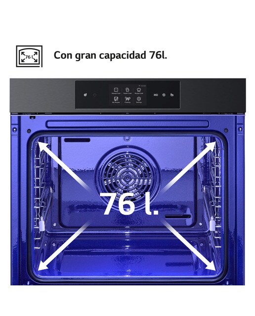 Horno multifunción LG pirolítico, 76 l, display LCD función Instaview, cocina vapor, freidora de aire - WSED7665B - Negro mate Negro mate-9