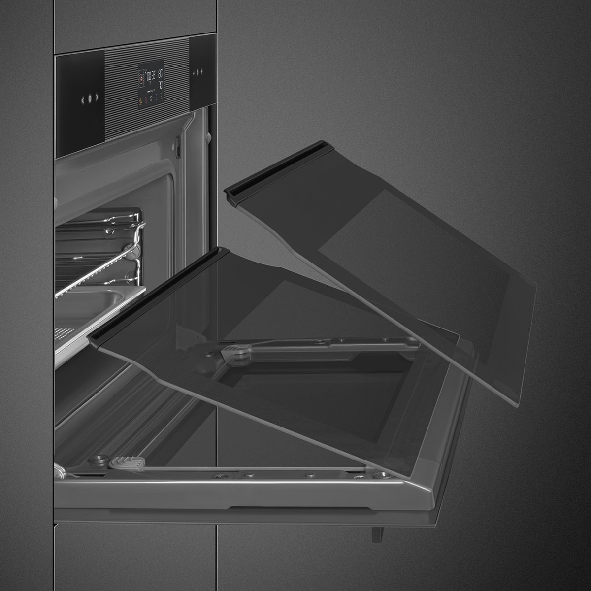 Forno Galileo Steam100 Smeg Linea SO4102S3B3 Combinado com Vaporeira, VaporClean e de 41 Litros - Preto Preto-7