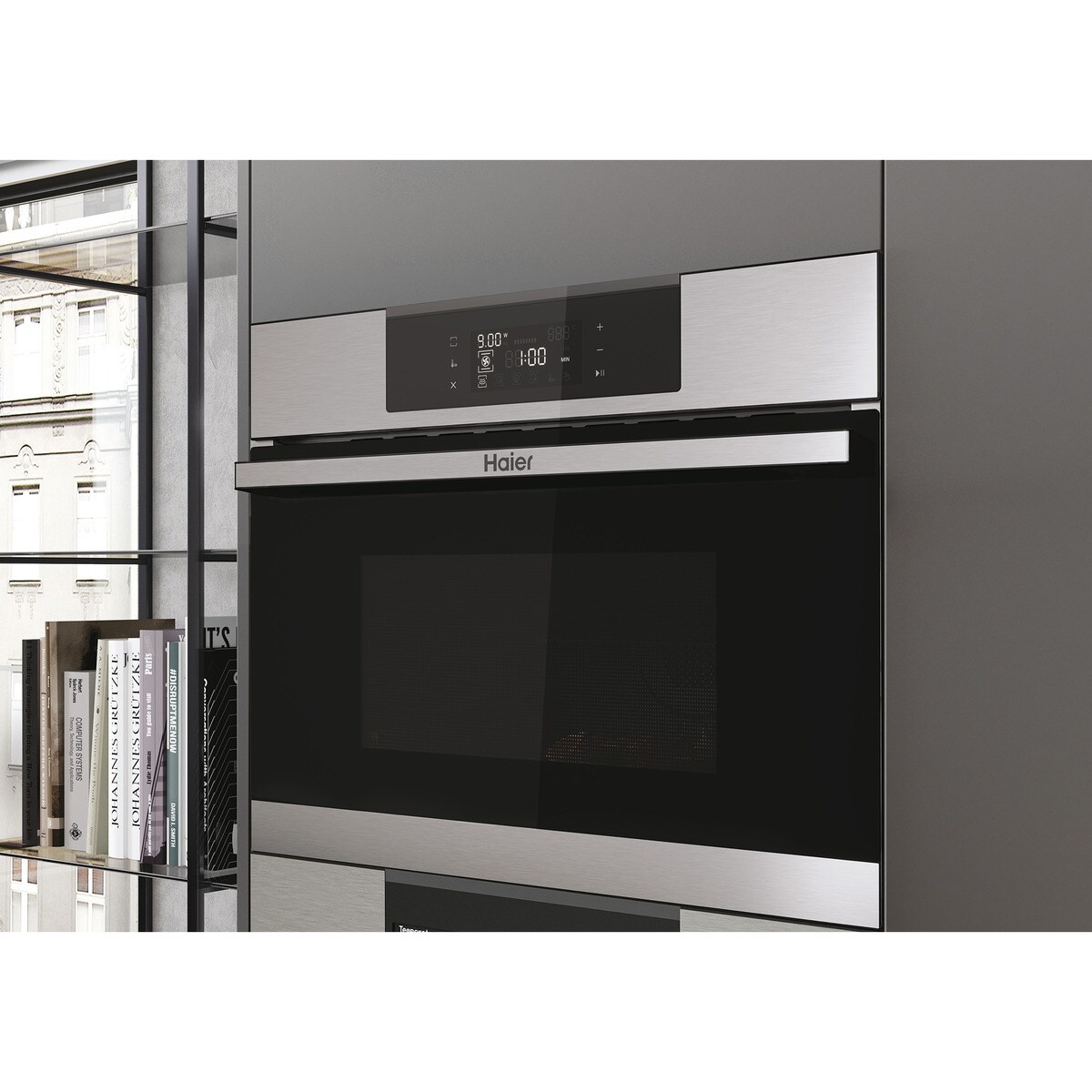 Hornos compactos Haier con función microondas - HWO45NB2H0X1 Gris-6