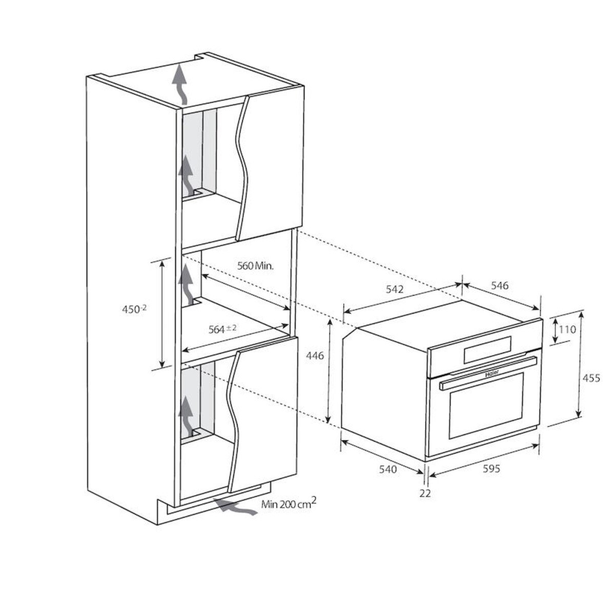 Horno compacto Haier con función microondas - HWO45NB4B0B1 Negro-3