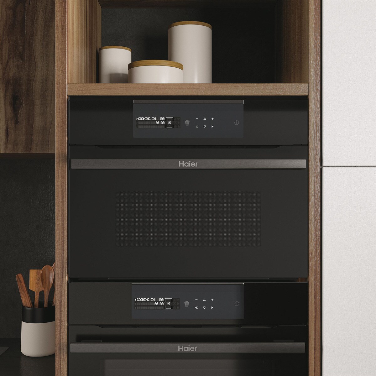 Horno compacto Haier con función microondas - HWO45NB4B0B1 Negro-7