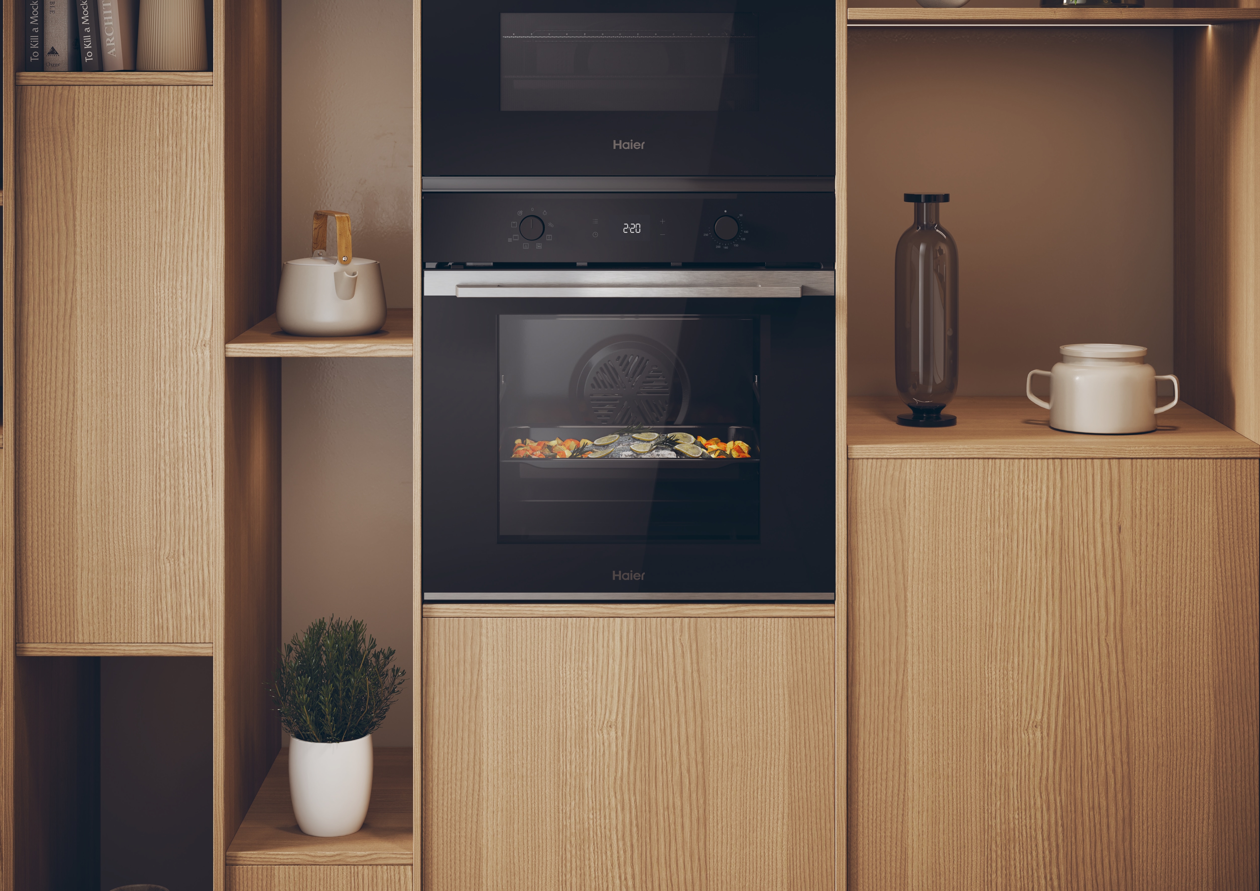 Horno multifunción Haier limpieza hidrolítica y guía telescópica ID Series 2 - H6 ID2P3T1HTX Negro-3