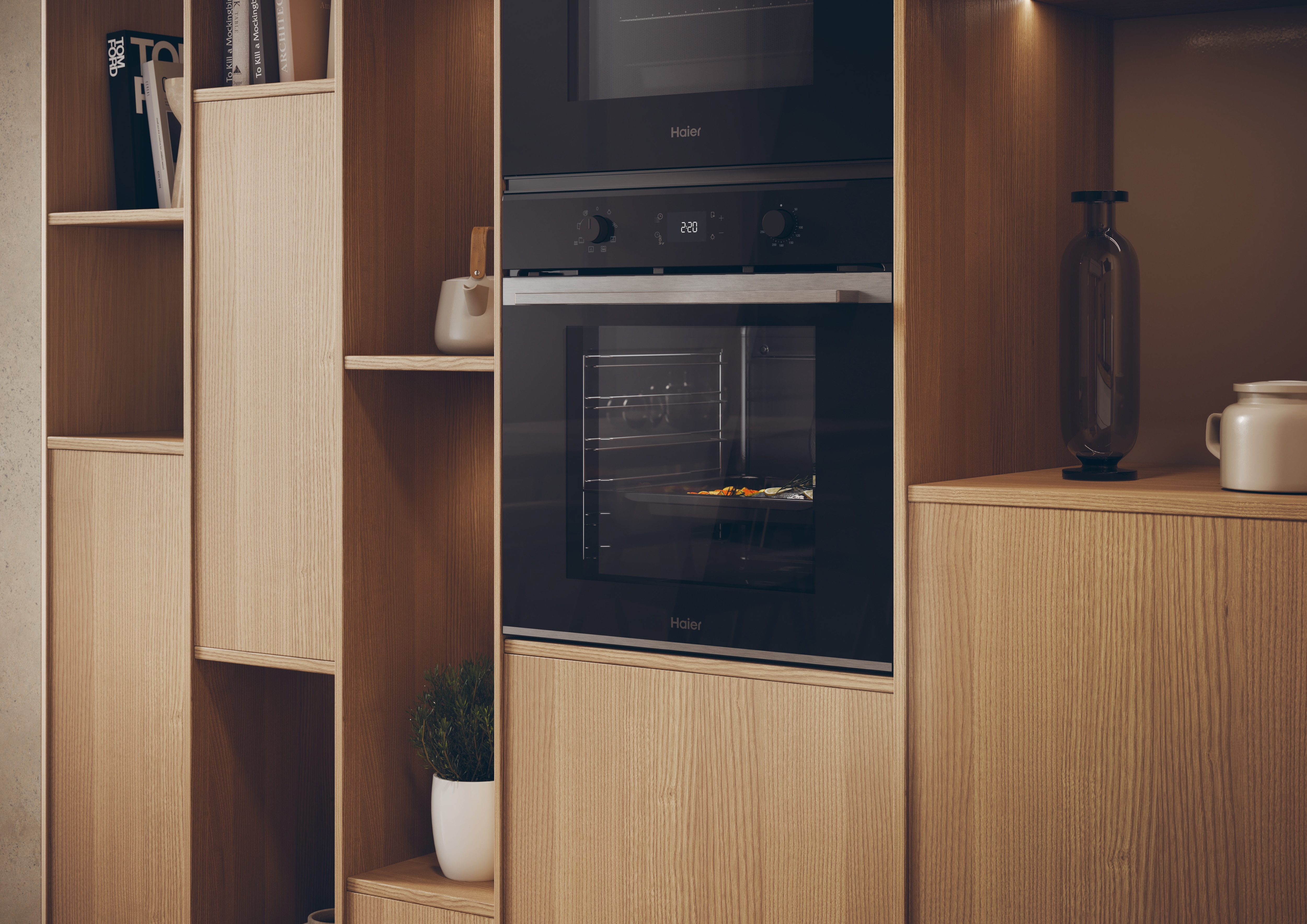 Horno multifunción Haier limpieza hidrolítica y guía telescópica ID Series 2 - H6 ID2P3T1HTX Negro-5