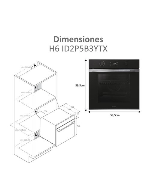 Horno multifunción Haier WIFI limpieza pirolítica e hidrolítica ID Series 2 - H6 ID2P5B3YTX Negro-2