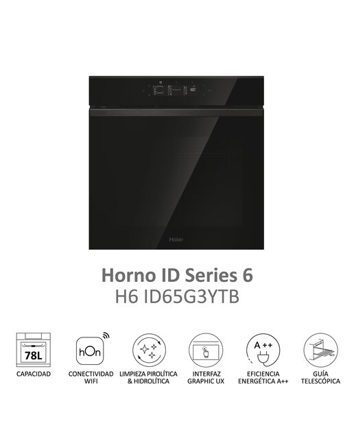Horno multifunción Haier WIFI, limpieza pirolítica, guía telescópica - H6 ID65G3YTB Negro-3