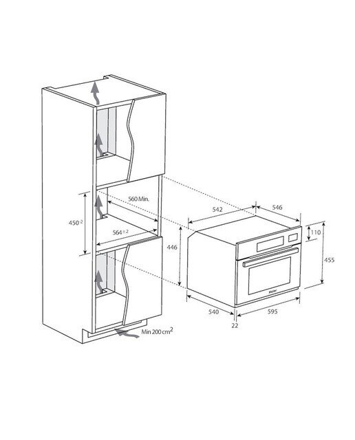 Horno compacto multifunción Haier con vapor, limpieza hidrolítica, Series 6 - HWO45NM6FXB1Q Negro-2