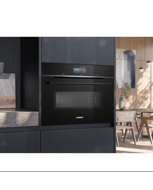 Forno Compacto Função Micro-ondas Siemens iQ700 CM776GKB1 Pirolítico+Hidrolítico e de 45 Litros - Preto Preto-6
