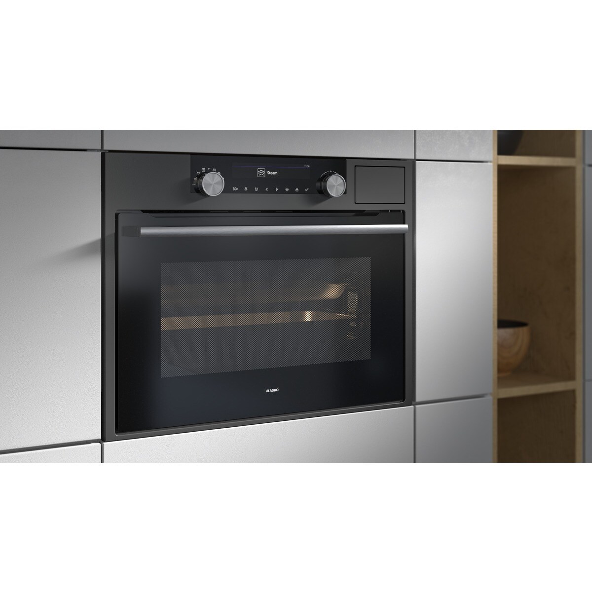 Horno compacto Asko con función microondas y vapor - OCSM8487A Negro-4