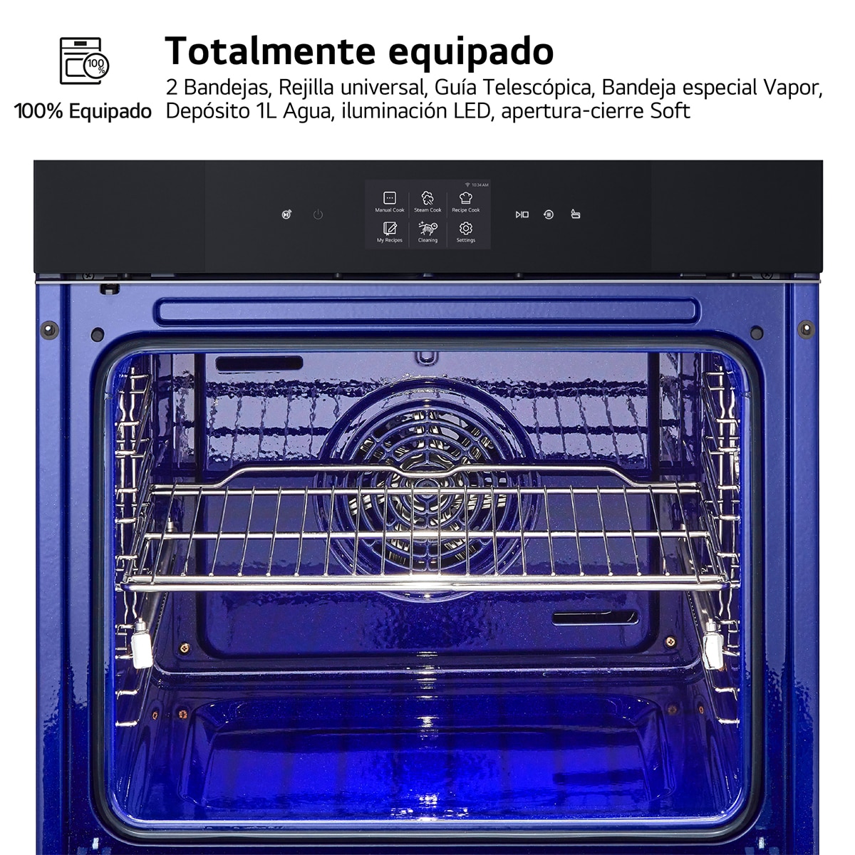 Horno vapor LG con sistema de limpieza Blue EasyClean, 76 l, display LCD táctil, ThinQ Wi-fi - WS9D7672WM Negro-6