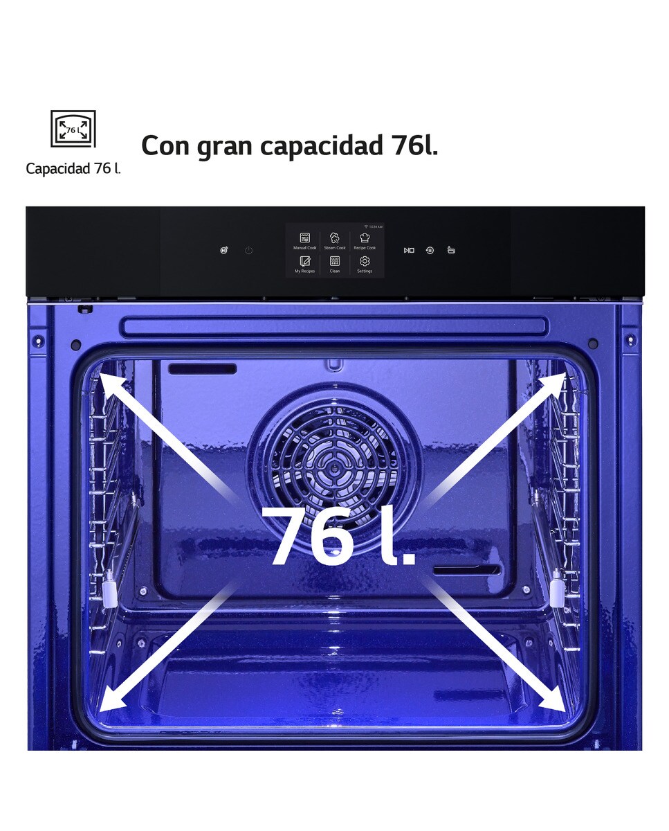 Horno vapor LG con sistema de limpieza Blue EasyClean, 76 l, display LCD táctil, ThinQ Wi-fi - WS9D7672WM Negro-7
