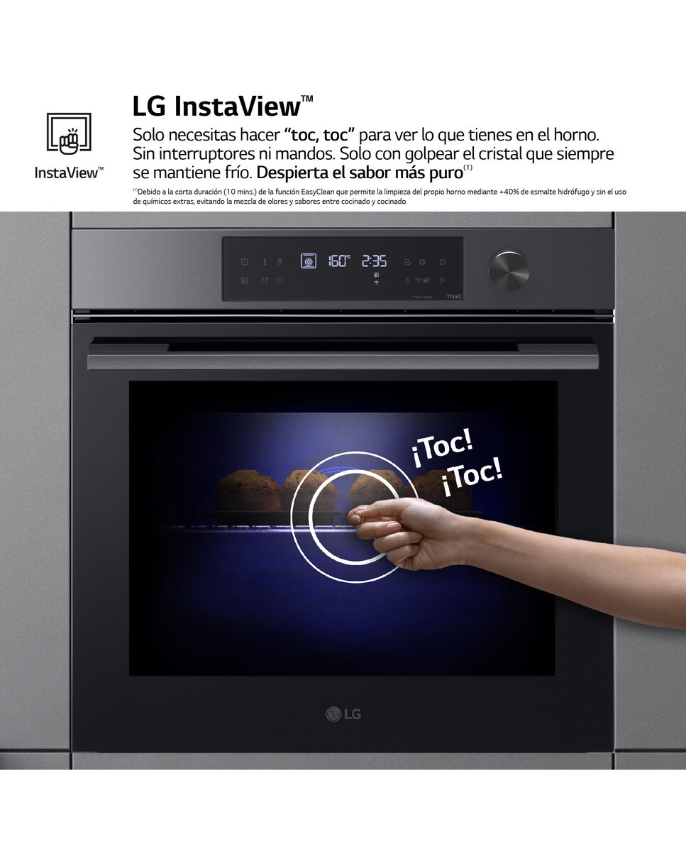 Horno multifunción LG pirolítico, 76 l, display LED, función Instaview - WS7D7632WB - Acero negro Acero negro-2