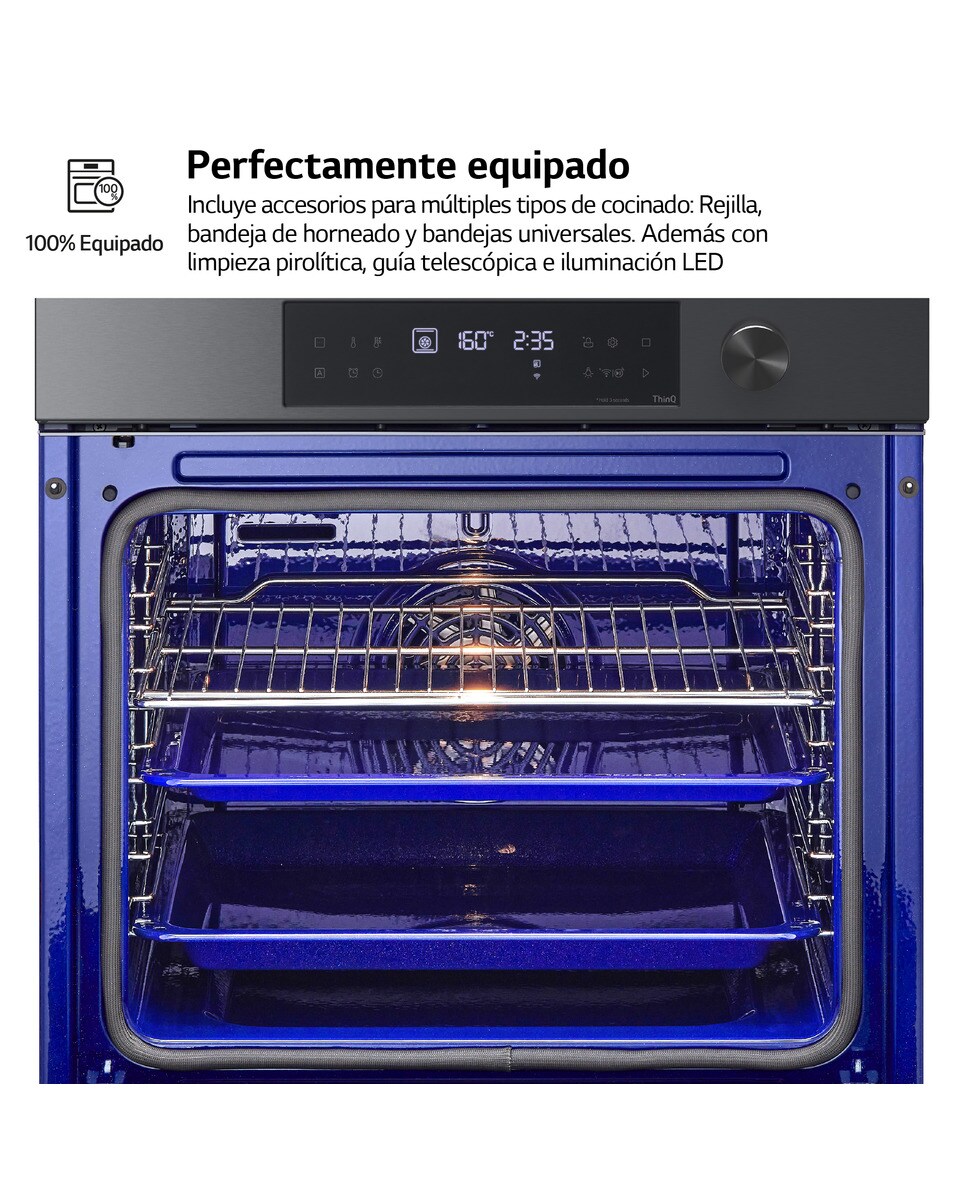 Horno multifunción LG pirolítico, 76 l, display LED, función Instaview - WS7D7632WB - Acero negro Acero negro-4