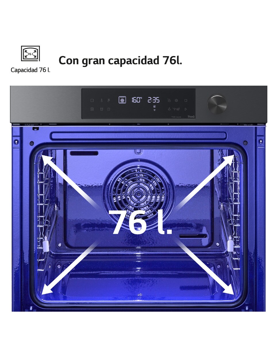 Horno multifunción LG pirolítico, 76 l, display LED, función Instaview - WS7D7632WB - Acero negro Acero negro-5