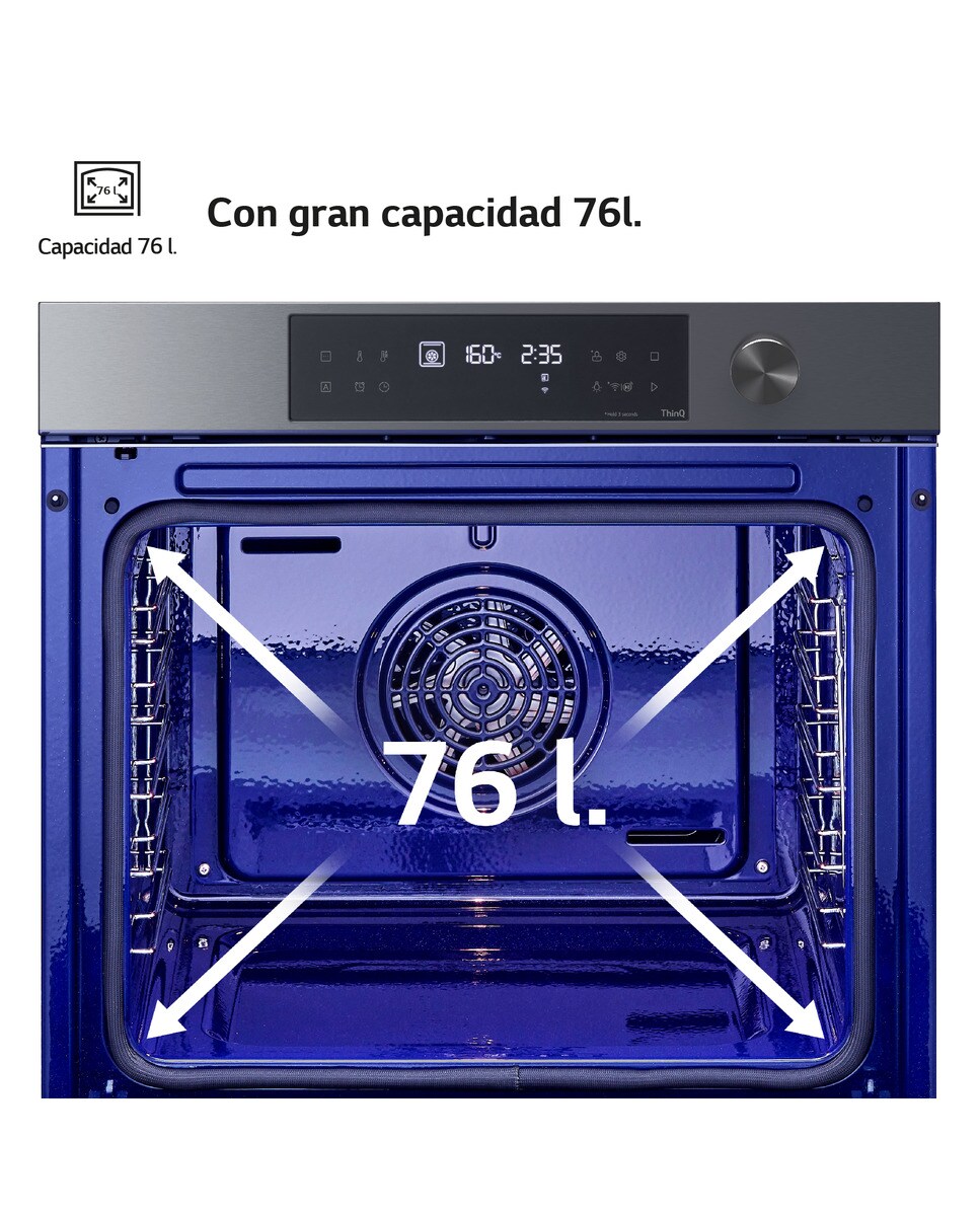 Horno multifunción LG pirolítico, 76 l, display LED, función de cocción lenta al vacio y freidora de aire - WS7D7631WB 7