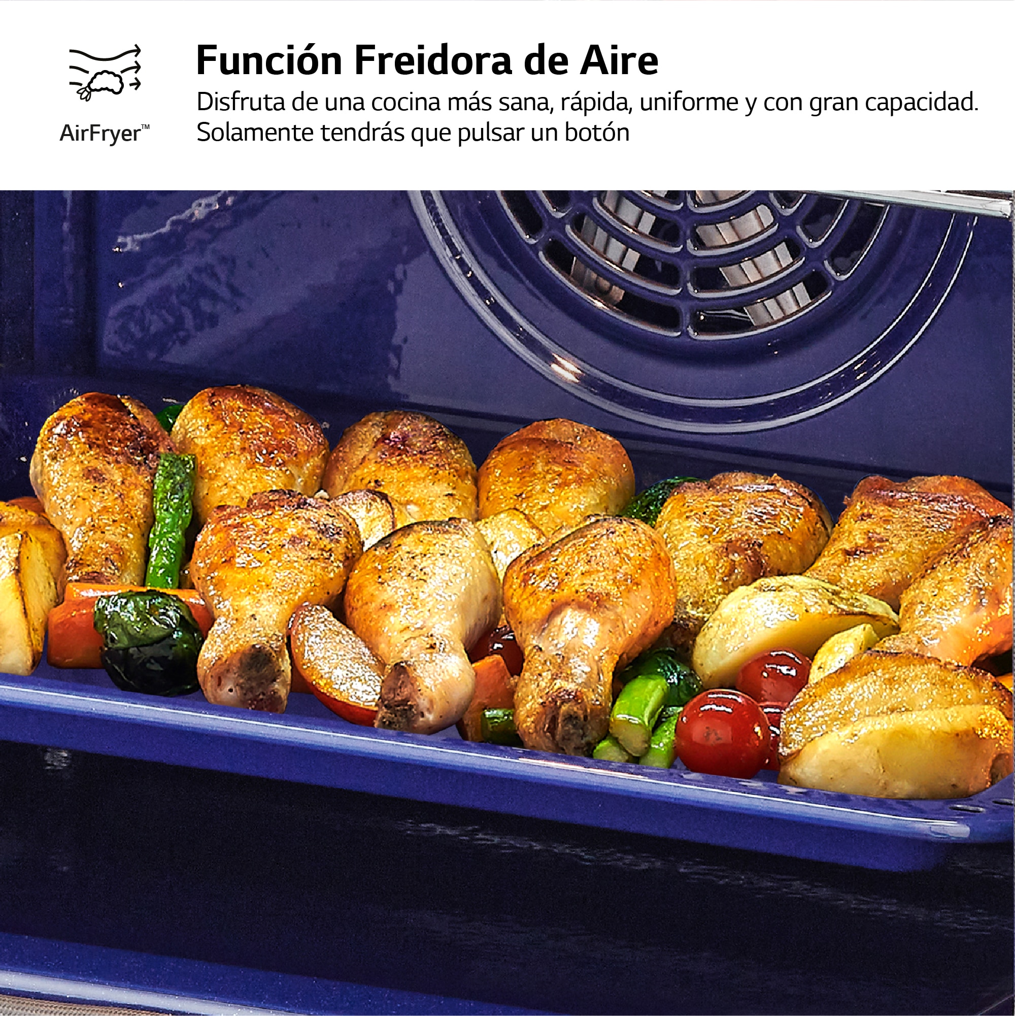 Horno multifunción LG pirolítico, 76 l, display LED, función de cocción lenta al vacio y freidora de aire - WS7D7631WB 8