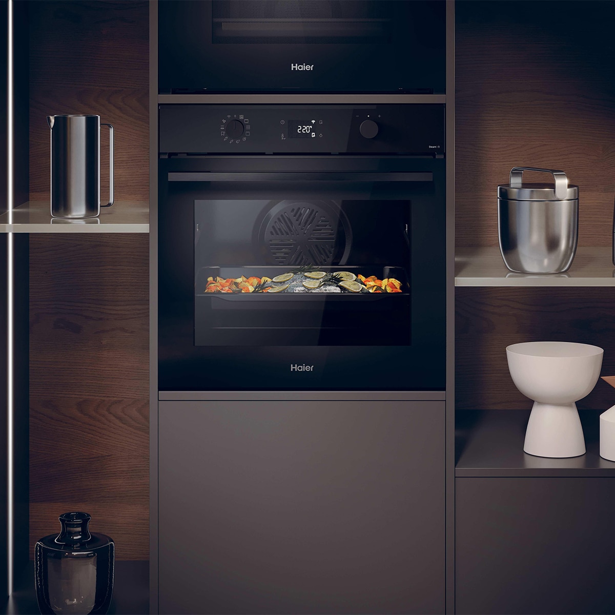 Horno Multifunción Haier con Limpieza Hidrolítica y Función Vapor, Series 2  - H6 ID25B3LHTX Negro-8