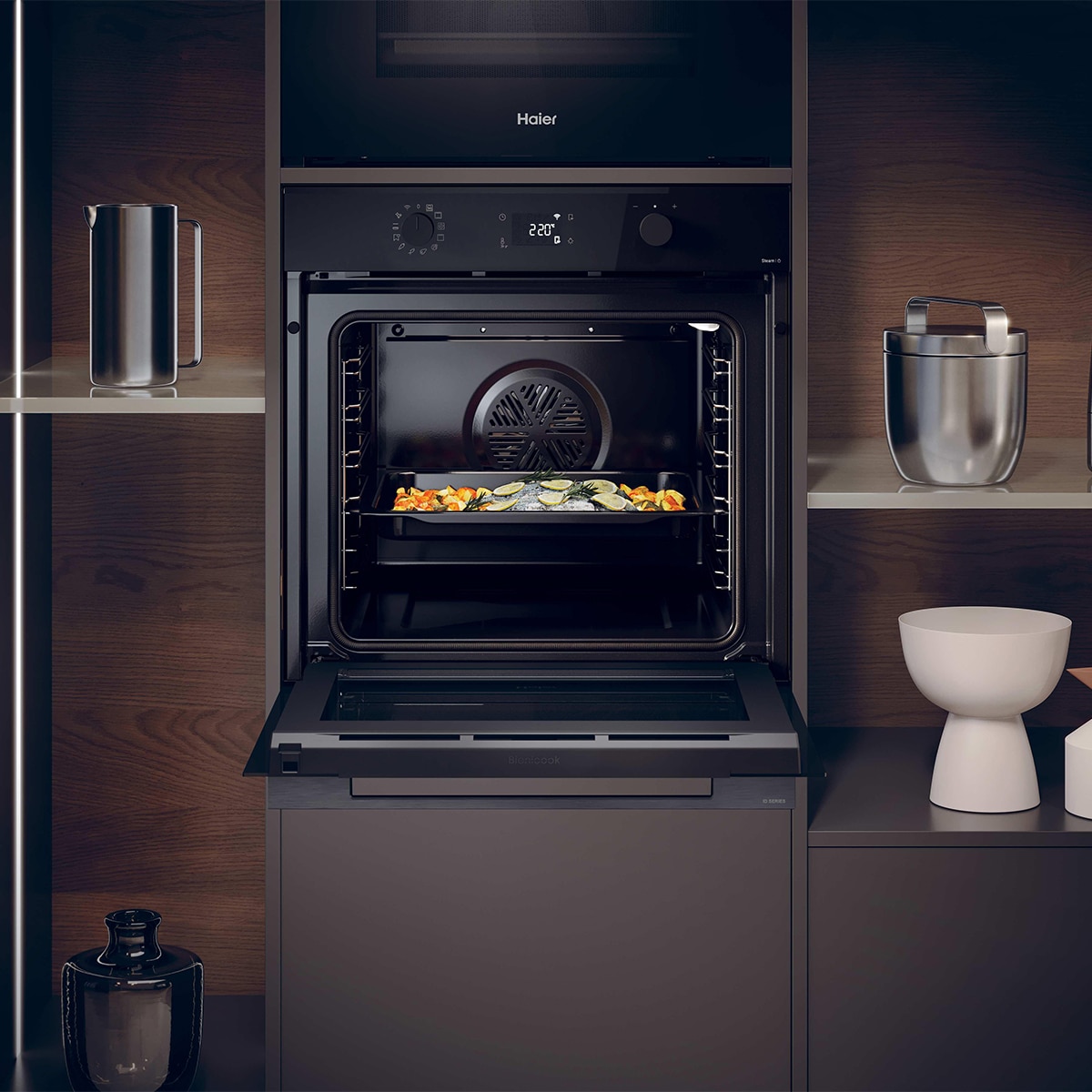 Horno Multifunción Haier con Limpieza Hidrolítica y Función Vapor, Series 2  - H6 ID25B3LHTX Negro-9