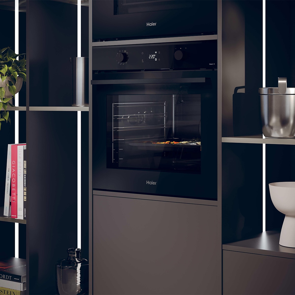 Horno Multifunción Haier con Limpieza Hidrolítica y Función Vapor, Series 2  - H6 ID25B3LHTX Negro-10