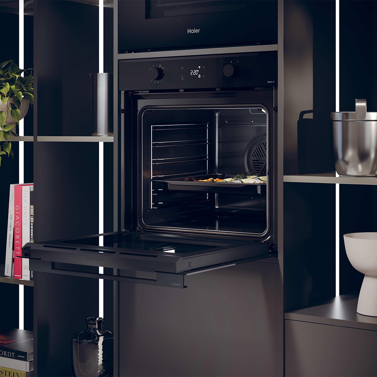 Horno Multifunción Haier con Limpieza Hidrolítica y Función Vapor, Series 2  - H6 ID25B3LHTX Negro-11