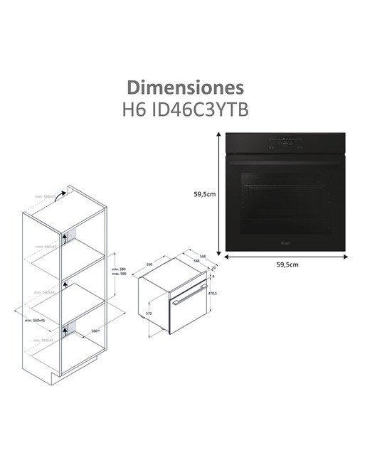 Forno Multifunnções Haier ID Series 4 H6 ID46C3YTB Pirolítico e Hidrolítico, Wifi e de 78 Litros - Preto Preto-2