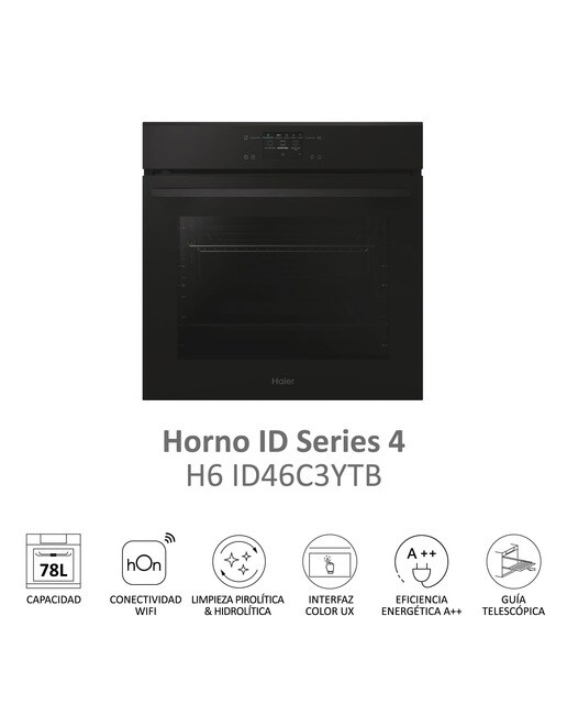 Forno Multifunnções Haier ID Series 4 H6 ID46C3YTB Pirolítico e Hidrolítico, Wifi e de 78 Litros - Preto Preto-3