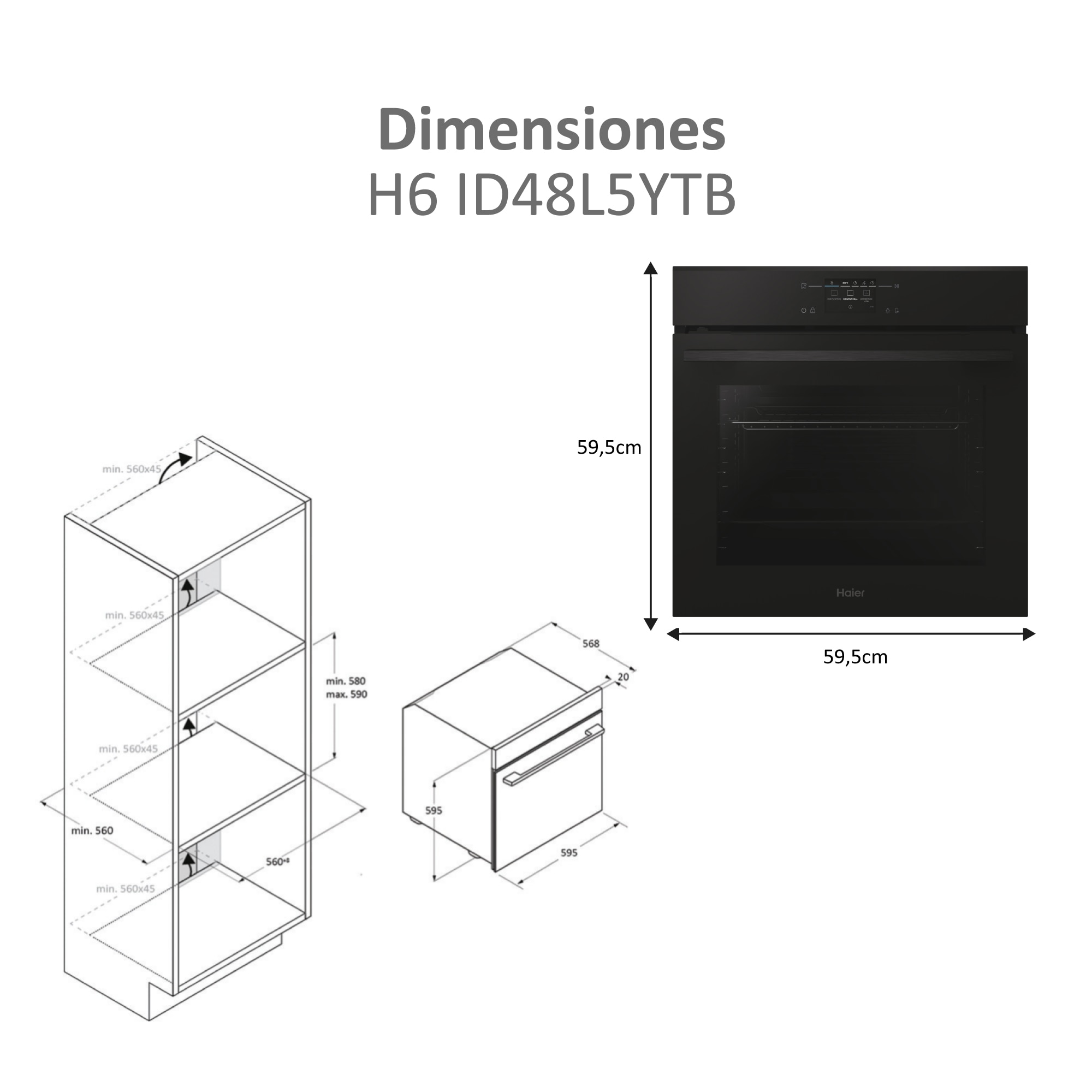 Thumbnail 1 de Haier H6 ID48L5YTB horno 78 litros A++