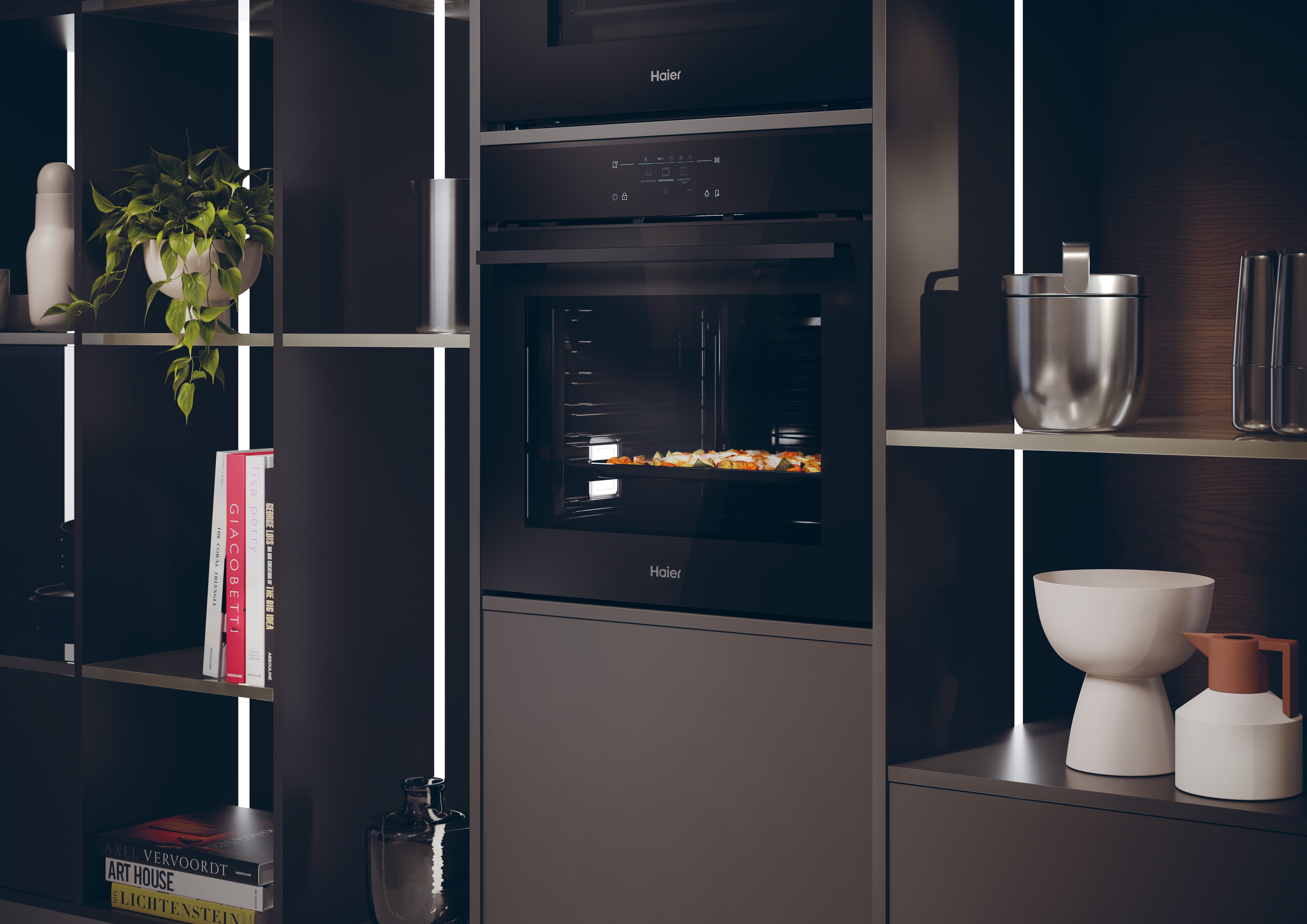 Horno Multifunción Haier con Limpieza Pirolítica, Vapor y Sonda Térmica Inalámbrica, Series 4 - H6 ID48C5SYTB Negro-12